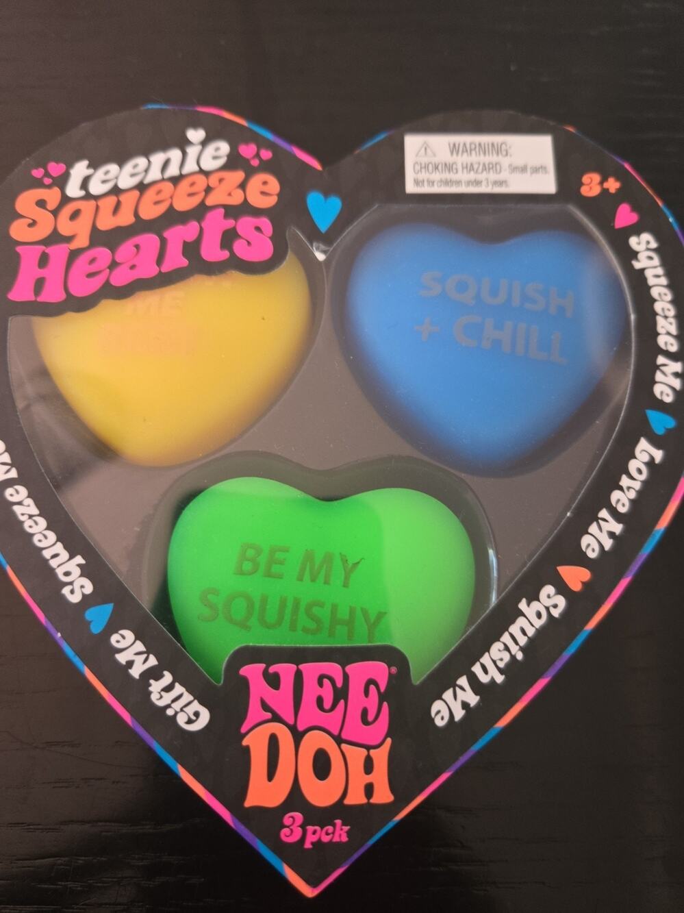 Teenie NeeDoh Squeeze Hearts Gift Box 3 Pack Squishy Toys Sealed New! Rare